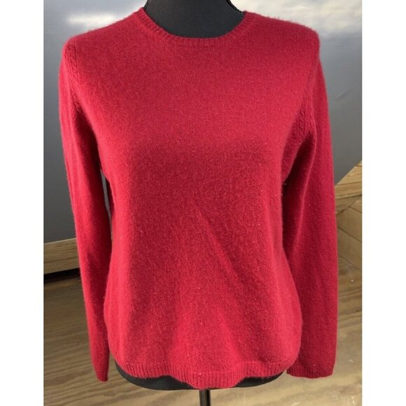 Valerie Stevens 100% Cashmere Red Crewneck Long Sleeve Pullover Sweater Size M - Picture 1 of 11